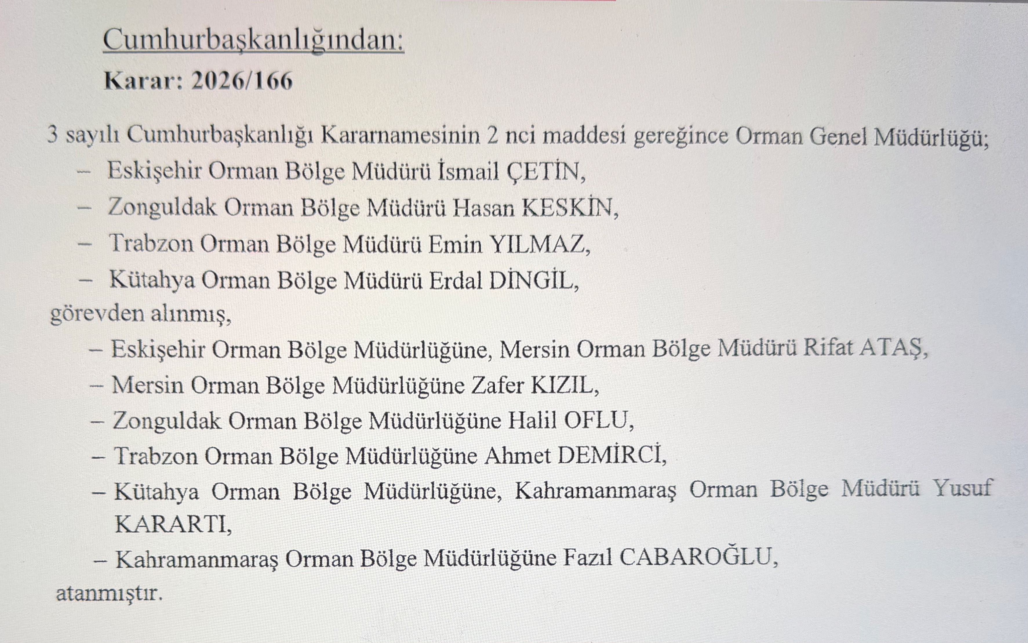Yeni atamalar hakkında görsel