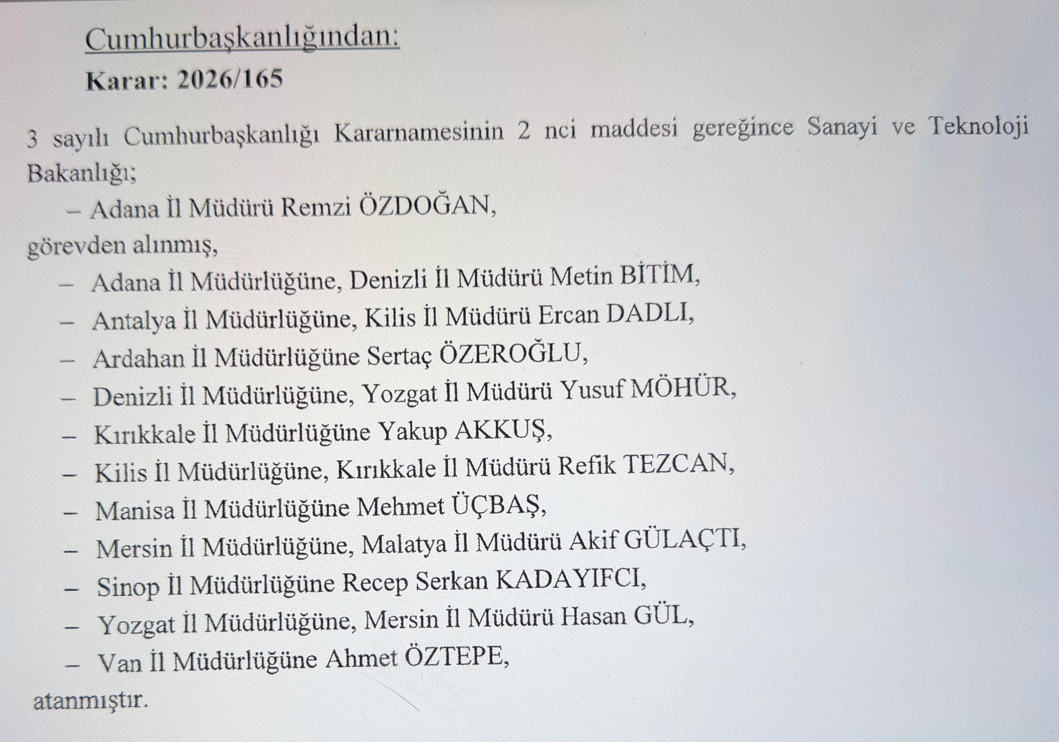 Kamu kurumlarındaki değişiklikler