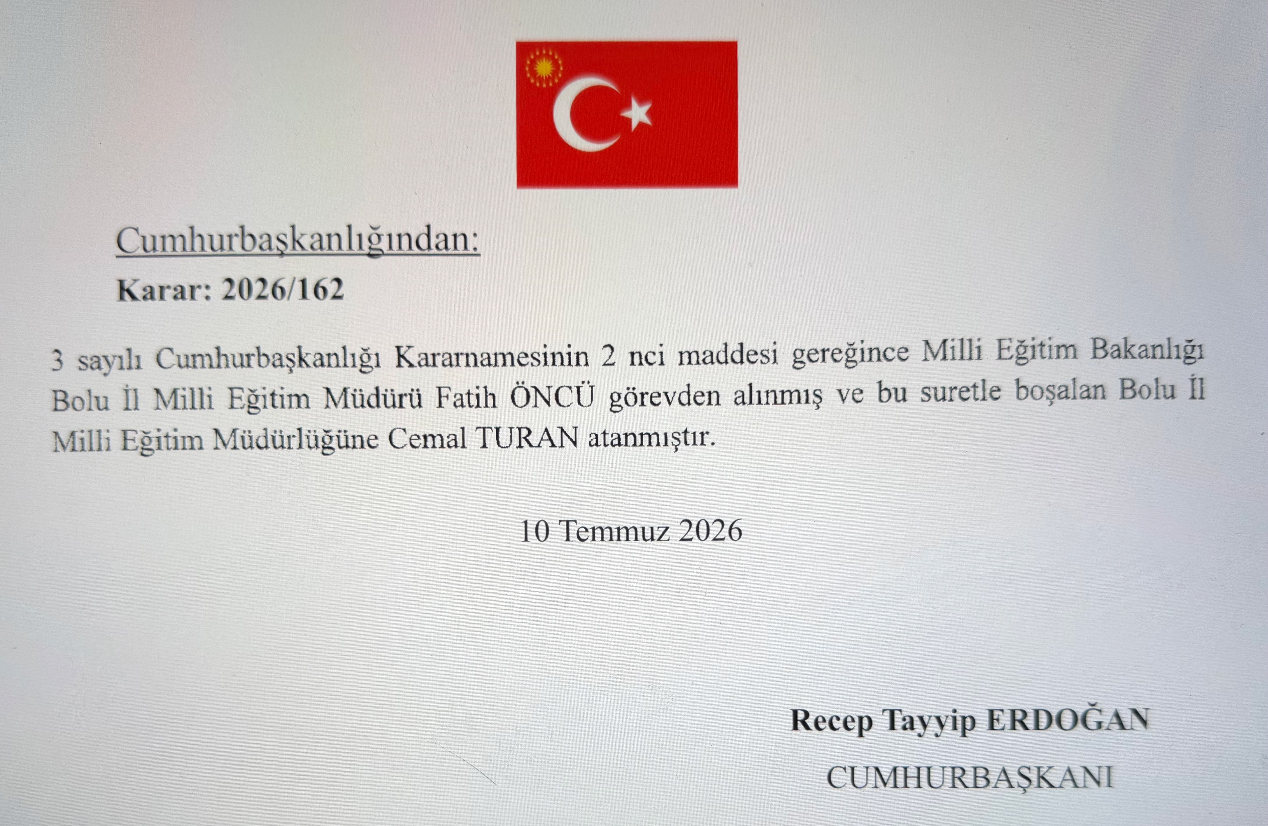 Atama ve görevden alma kararları