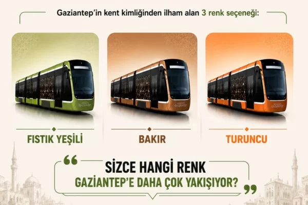 Gaziantep’te Yeni Tramvayların Rengini Gazi Şehirliler Seçecek